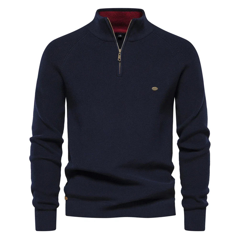 Soft Blend Half Zip Pullover Sweater - OutfitLondon