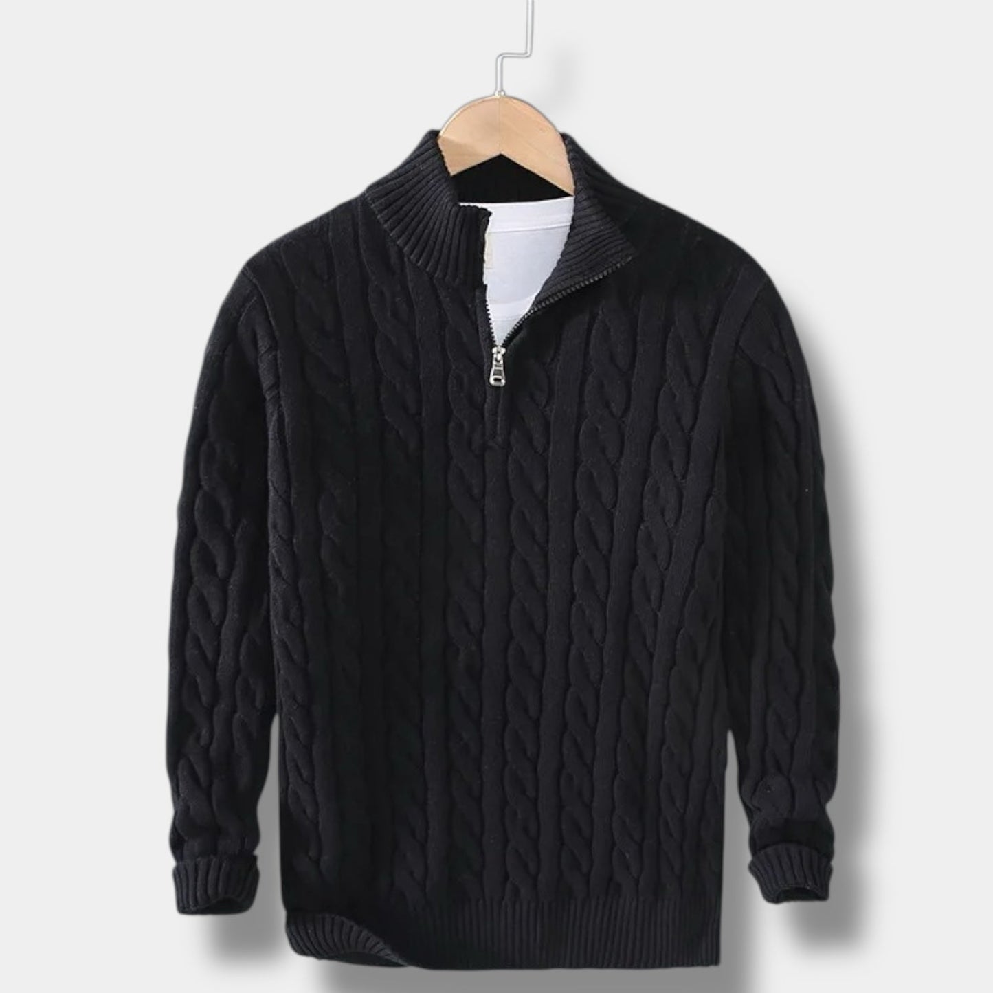 Soft Crew Neck Half Zip Knit Sweater