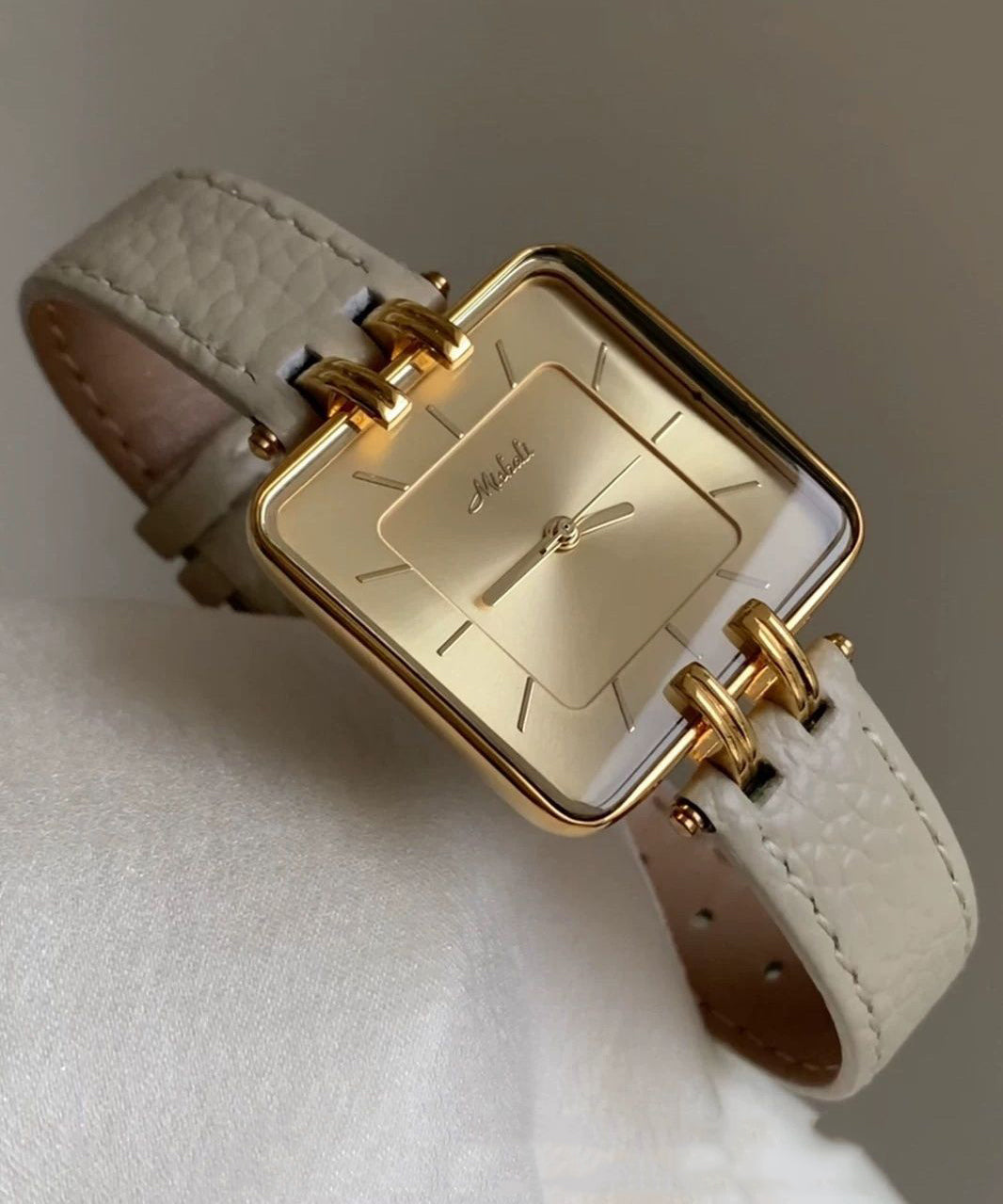 Mechanical Watch Beige Leather Strap - OutfitLondon