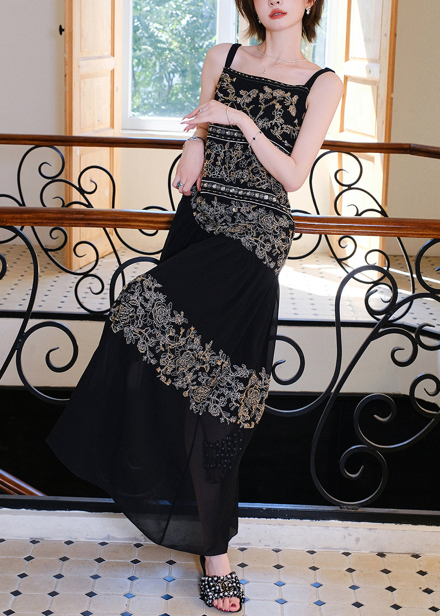 Women's Handmade Bead Patchwork Dress Spaghetti Strap - OutfitLondon