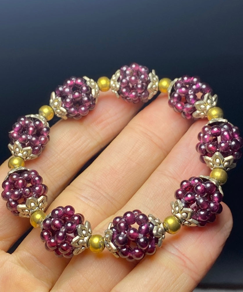 Women's Garnet Bracelet Violet Alloy 18cm Elegant - OutfitLondon