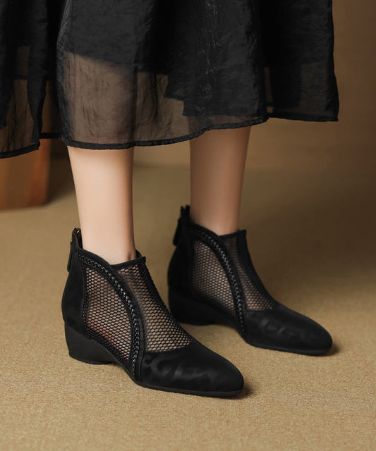 Women's Breathable Mesh Boots Black Cushioned Insole - OutfitLondon