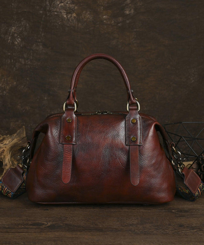 Large Leather Tote Bag Handmade Calf Leather Brown - OutfitLondon