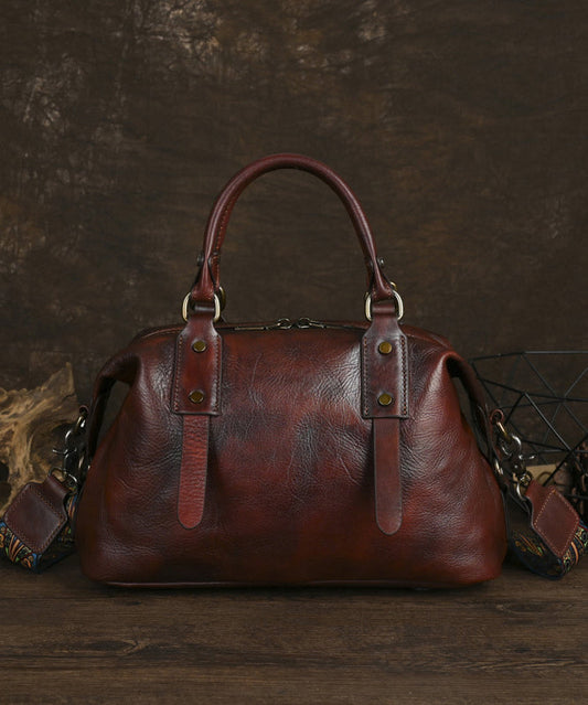 Large Leather Tote Bag Handmade Calf Leather Brown - OutfitLondon
