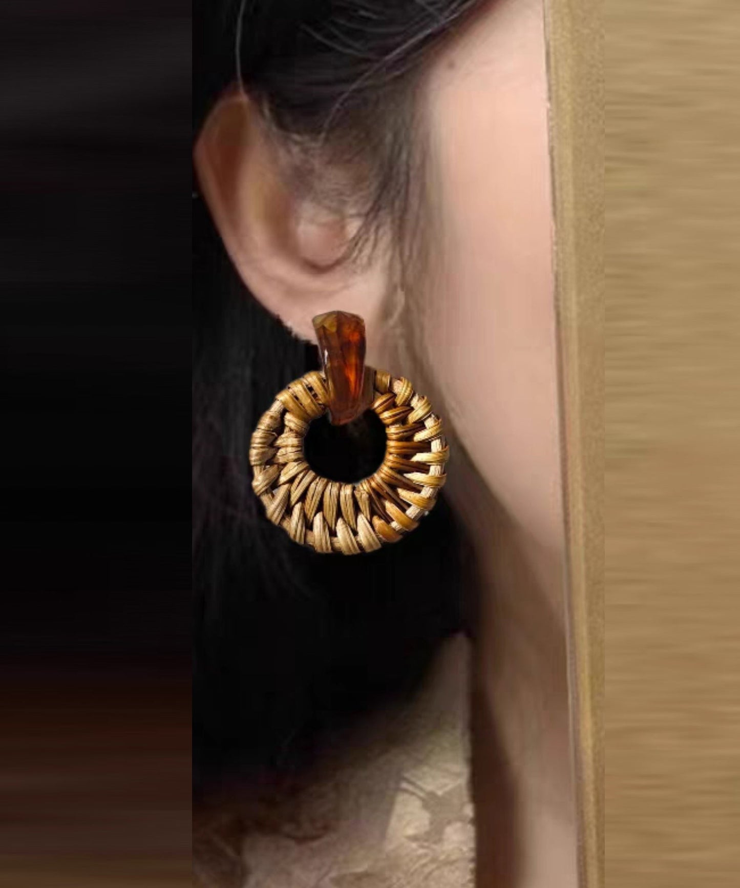 Women's Bamboo Hoop Earrings Lightweight Natural - OutfitLondon