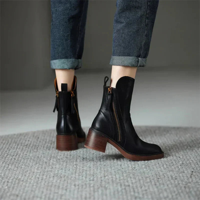 Elegant Ladies Low Heel Ankle Boots