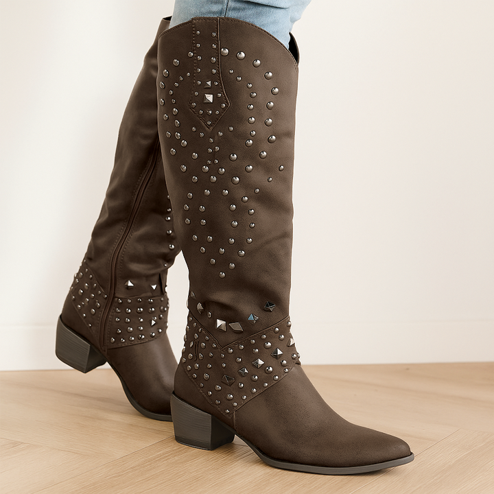 Ornella Women's Knee High Western Boots - OutfitLondon