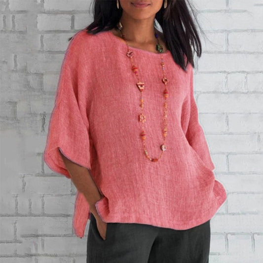 Relaxed Fit Women's Blouse with Side Slits - OutfitLondon