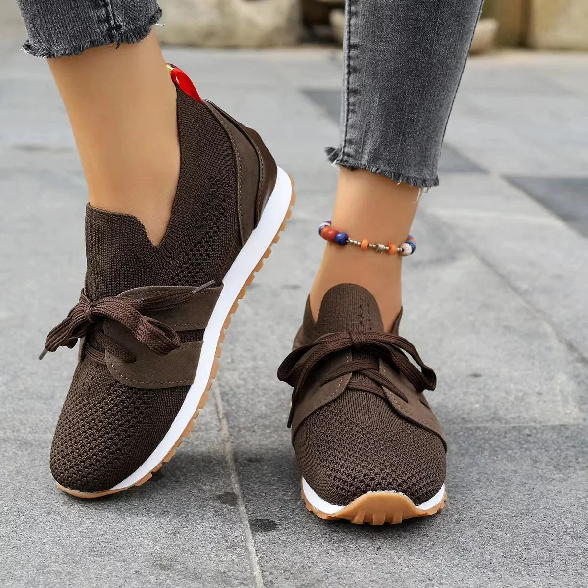 Breathable Sporty Lace Up Sneakers