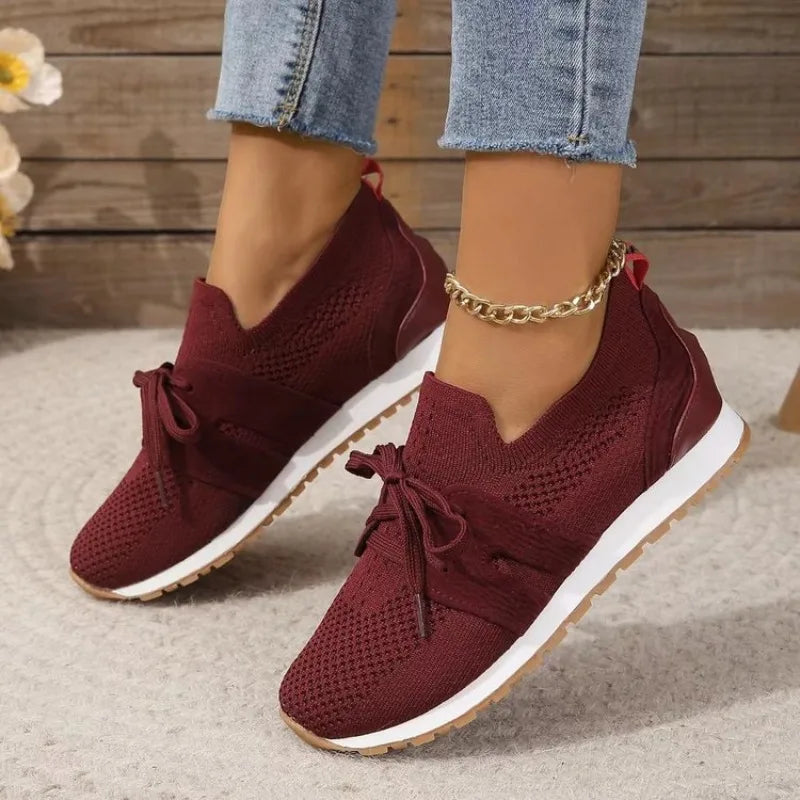 Breathable Sporty Lace Up Sneakers