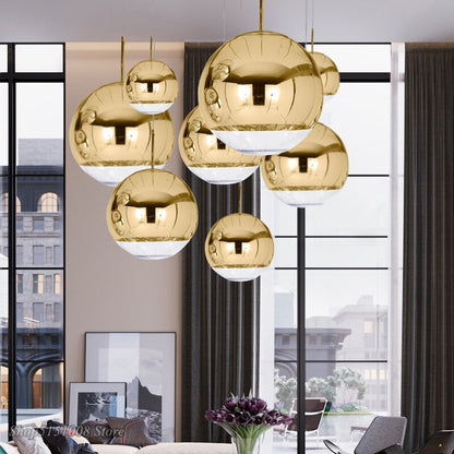 Sleek Chrome Pendant Light Crystal Ball Shade