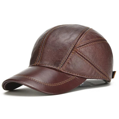 Genuine Leather Baseball Cap – High Quality Faux Fur Beanie