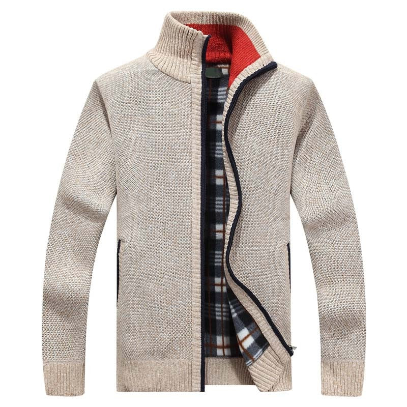 Cozy Mens Zip Up Crew Neck Sweater - OutfitLondon