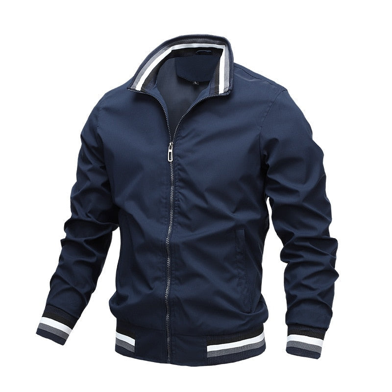 Regular Fit Mens Striped Bomber Jacket