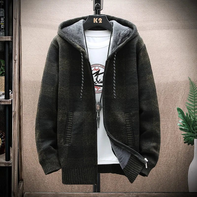 Cozy Mens Flannel Hooded Parka Jacket