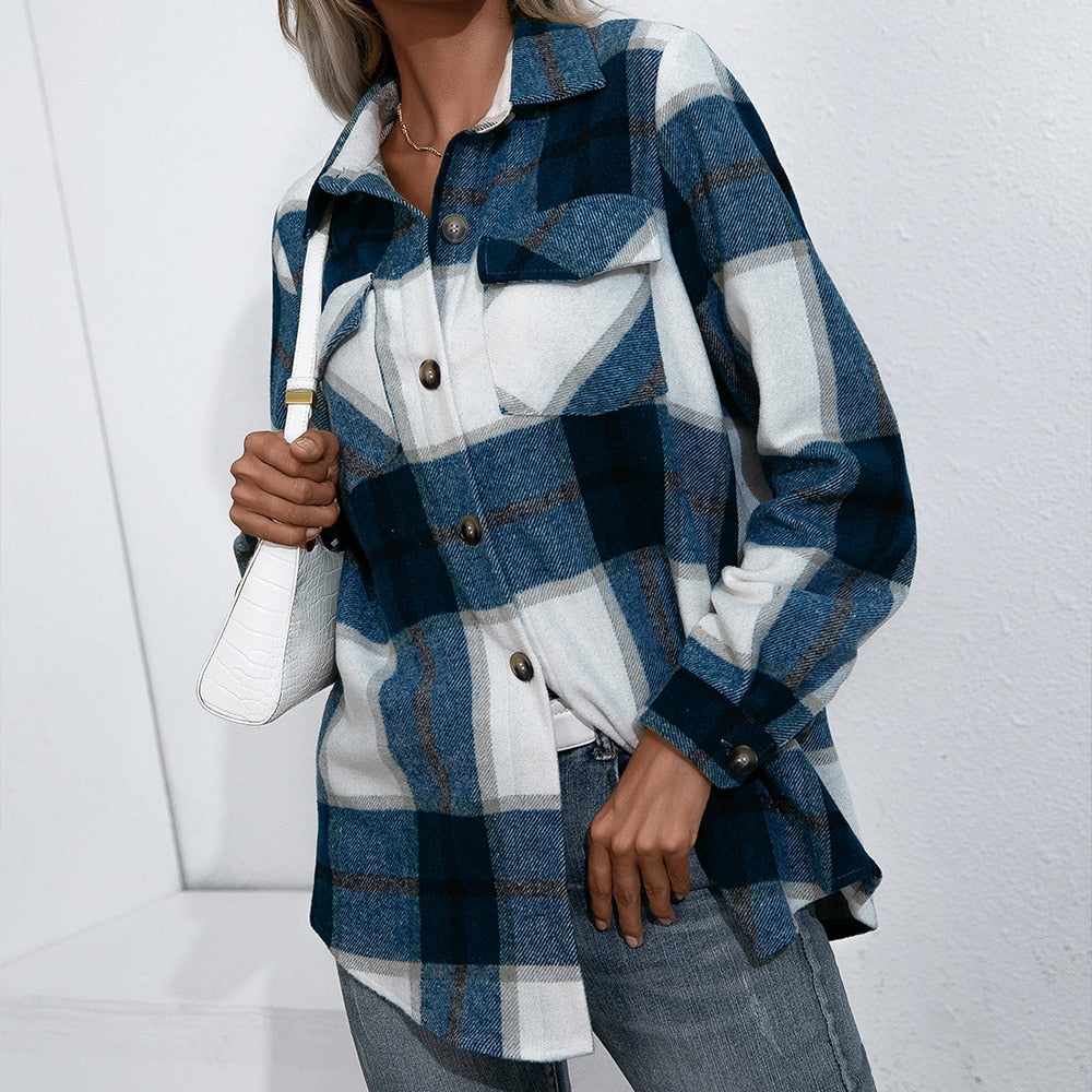 Cozy Checked Pullover Sweater for Ladies
