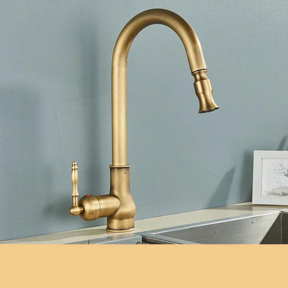 Traditional Bronze Kitchen Faucet With Swivel Spout And Oil Rubbed Finish