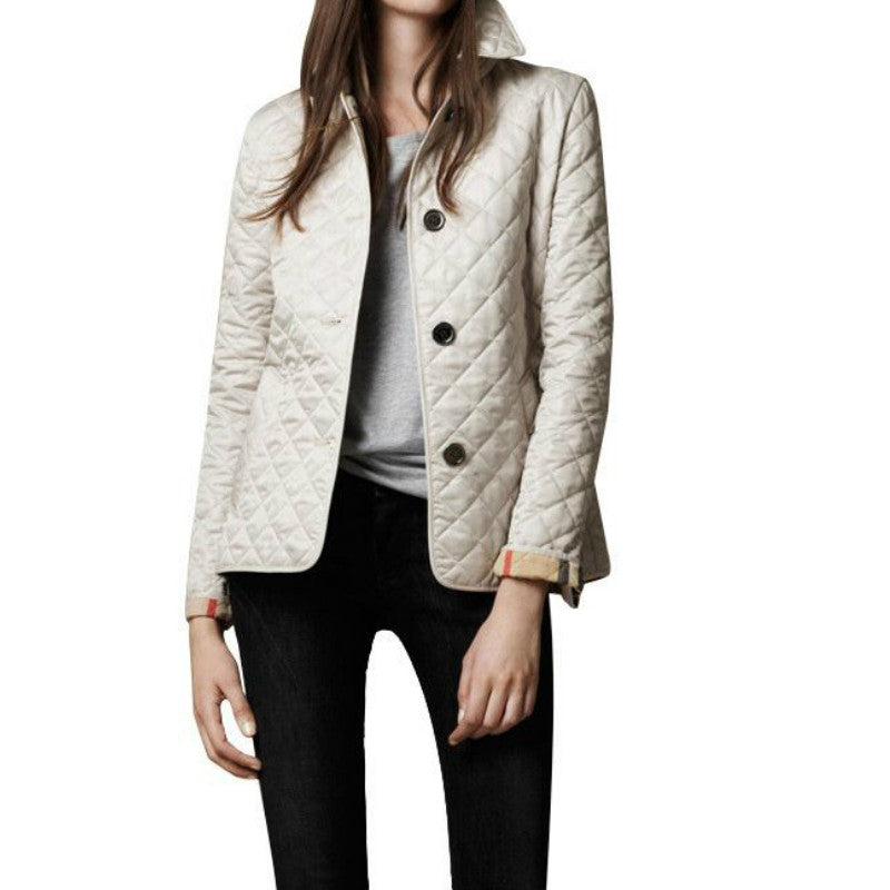 Classic Plaid Women's Coat with Notch Collar