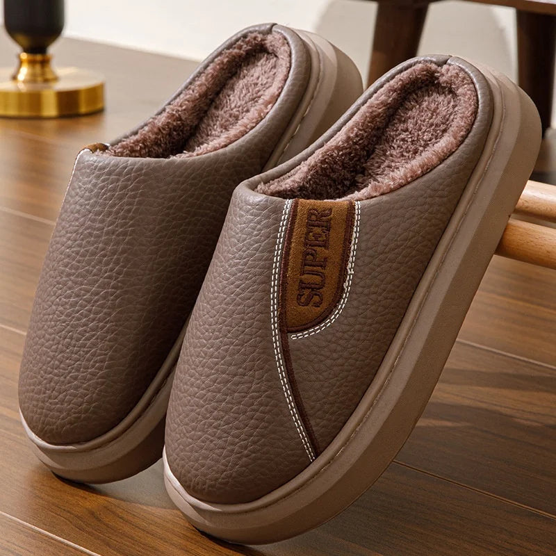 Comfortable Mens Cozy Fleece Lined House Slippers