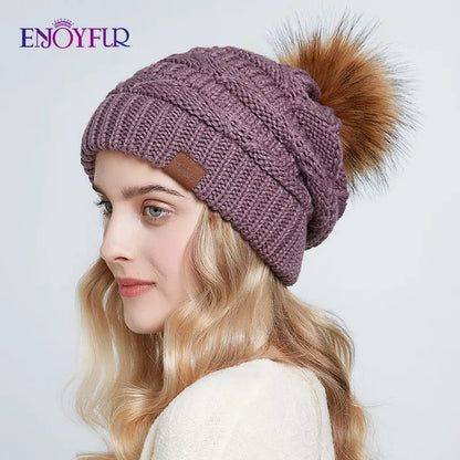 Warm Plush Fur Winter Beanie Hat