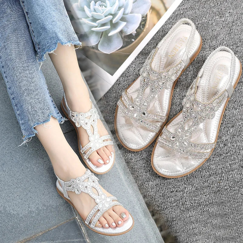 Glittery Stone Beach Flip Flops - OutfitLondon