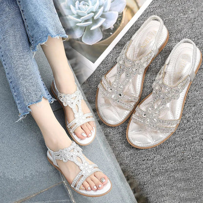 Glittery Stone Beach Flip Flops - OutfitLondon