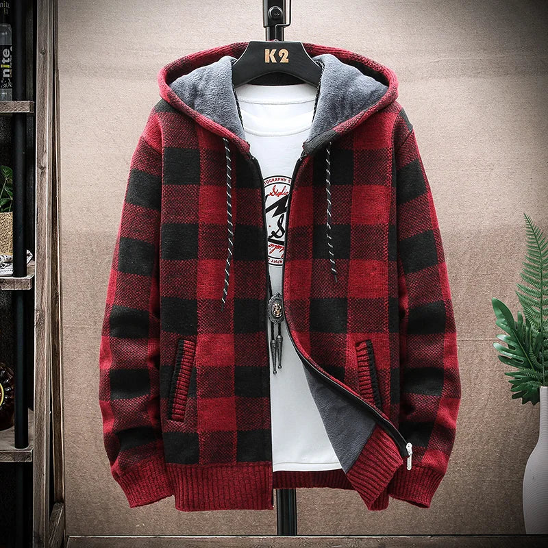 Cozy Mens Flannel Hooded Parka Jacket