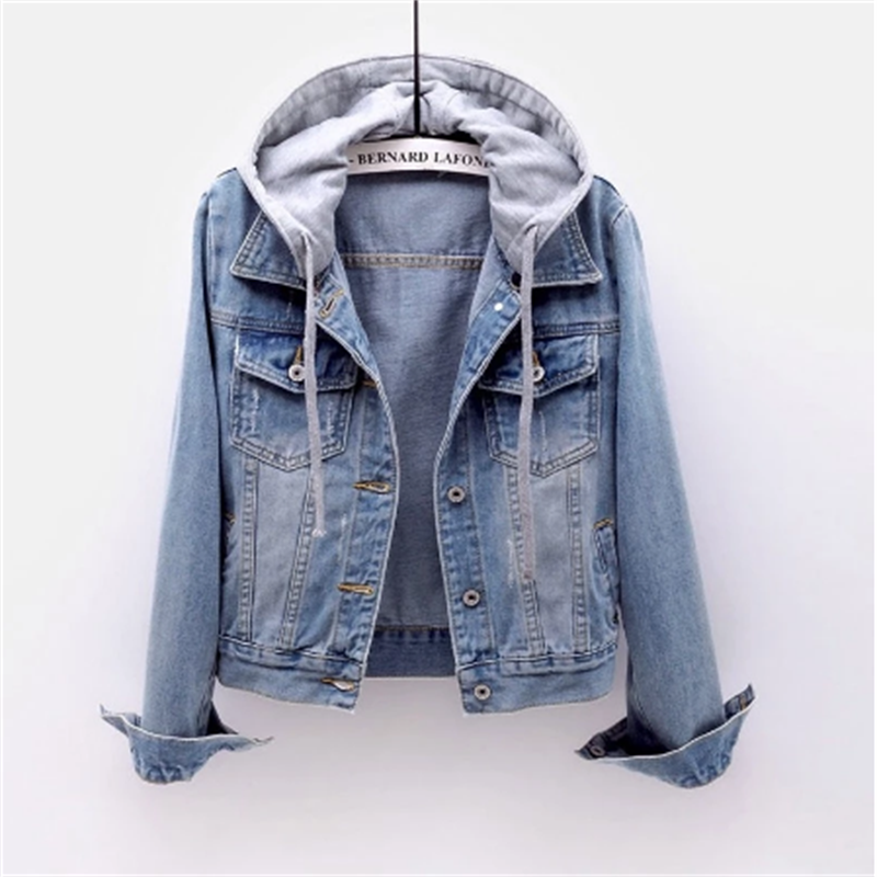 Classic Women's Denim Jacket with Removable Hood - OutfitLondon