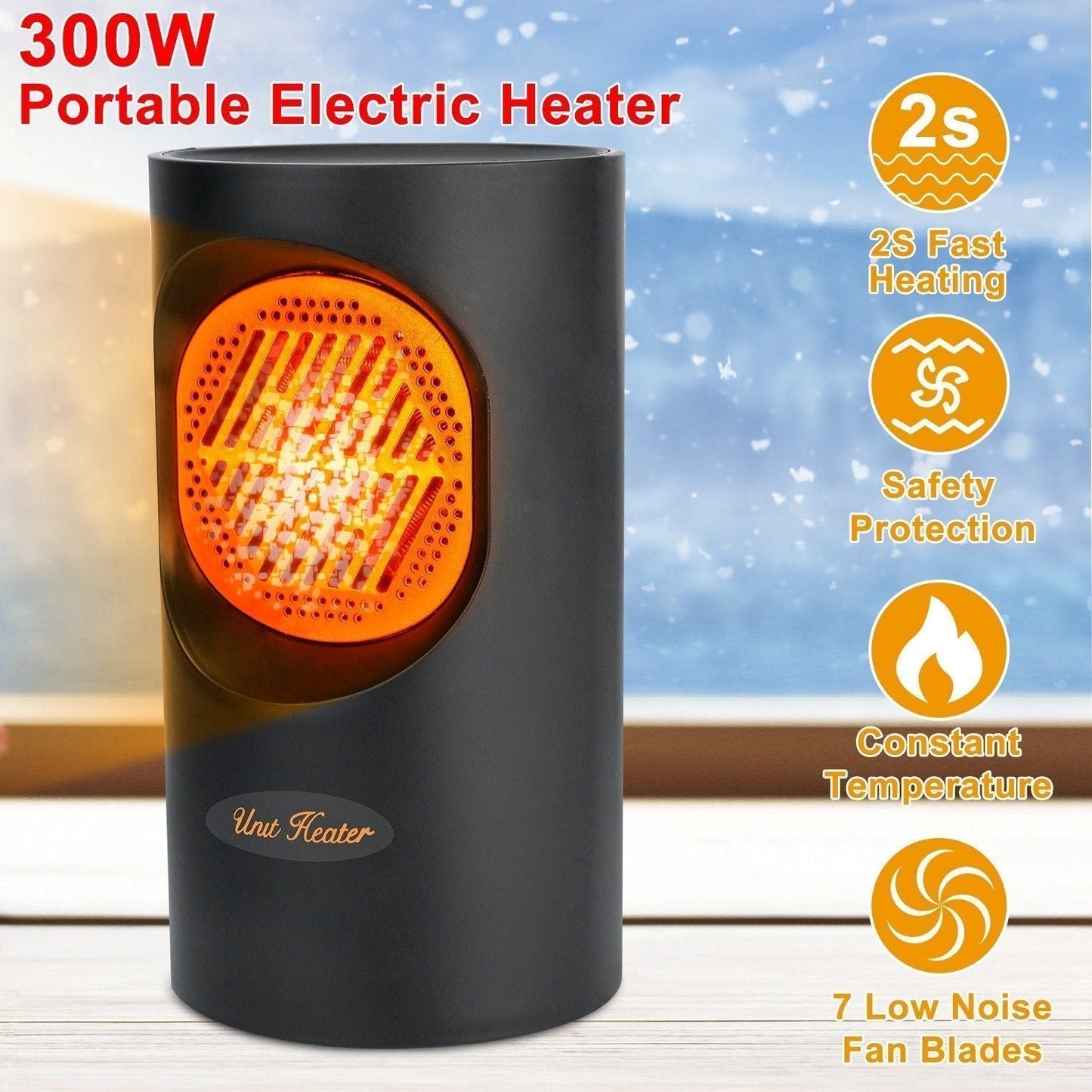 Space Saving 300W Electric Portable Heater - OutfitLondon