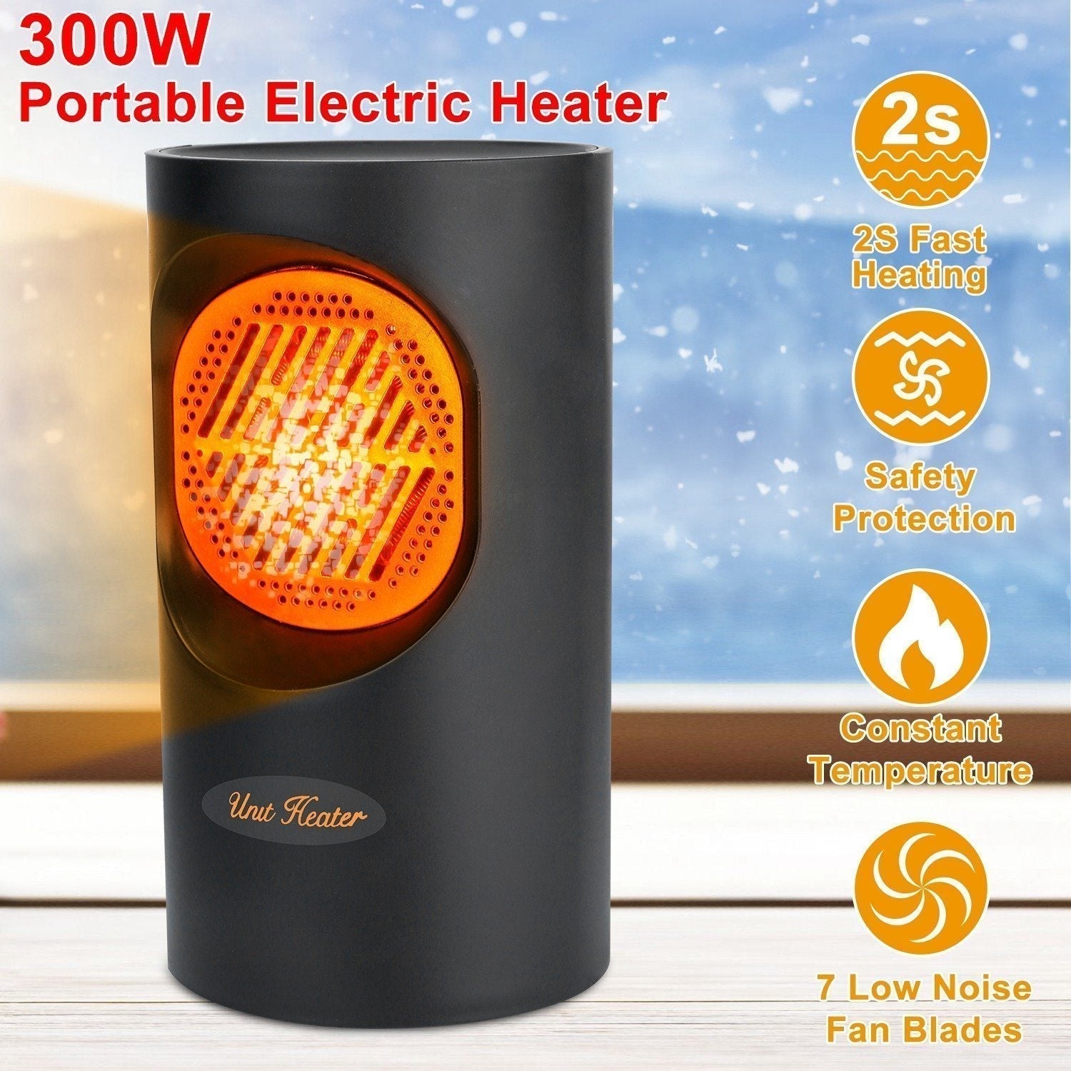 Space Saving 300W Electric Portable Heater - OutfitLondon