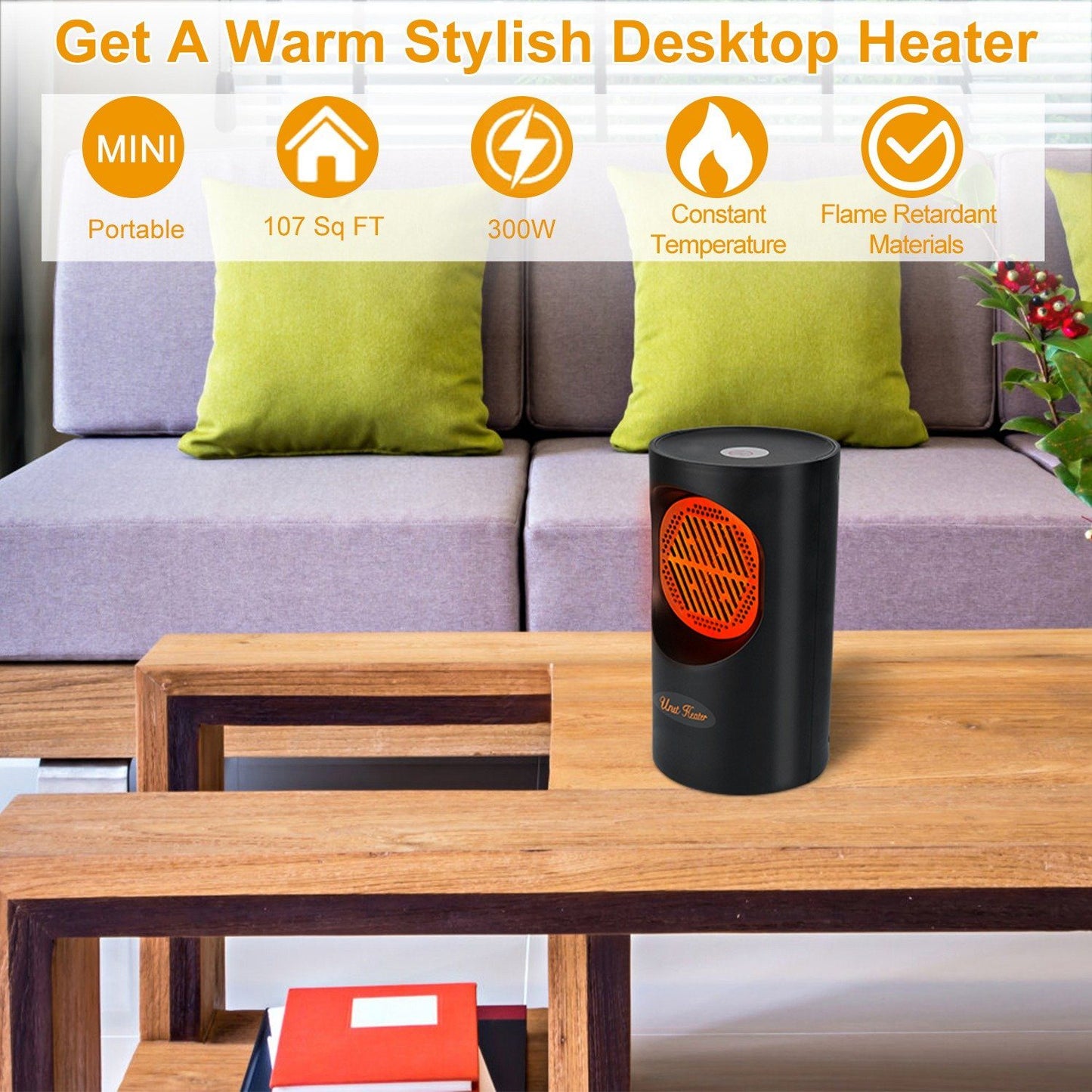 Space Saving 300W Electric Portable Heater