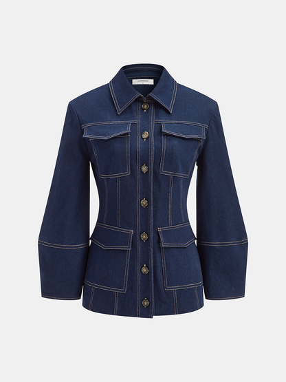Fashionable Women's Distressed Cropped Denim Jacket