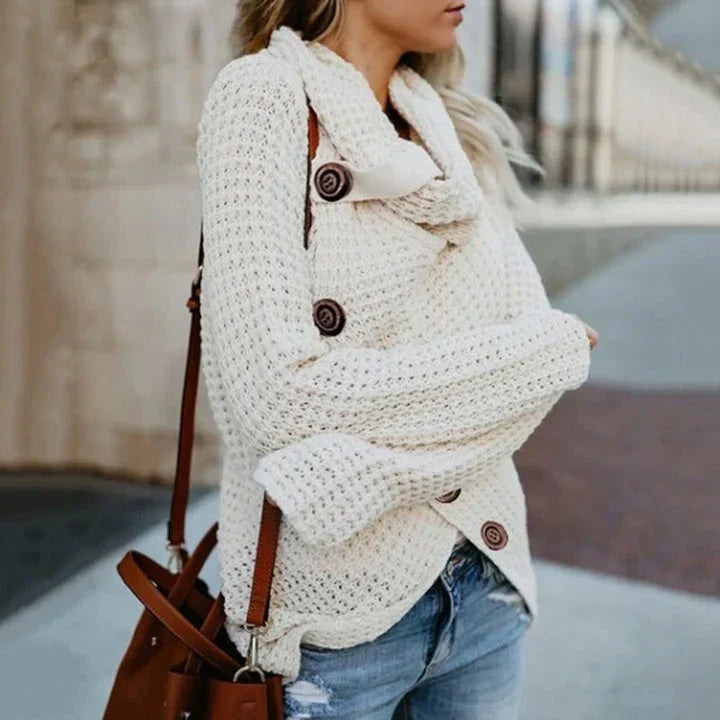 Chic Turtleneck Sweater: Trendy Asymmetric Style