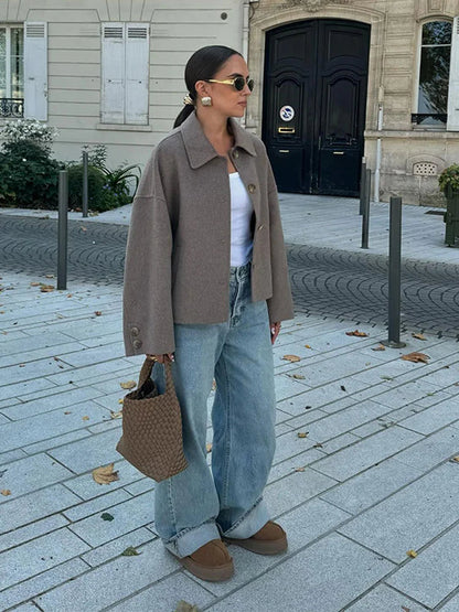 Large Women's Warm Wool Coat