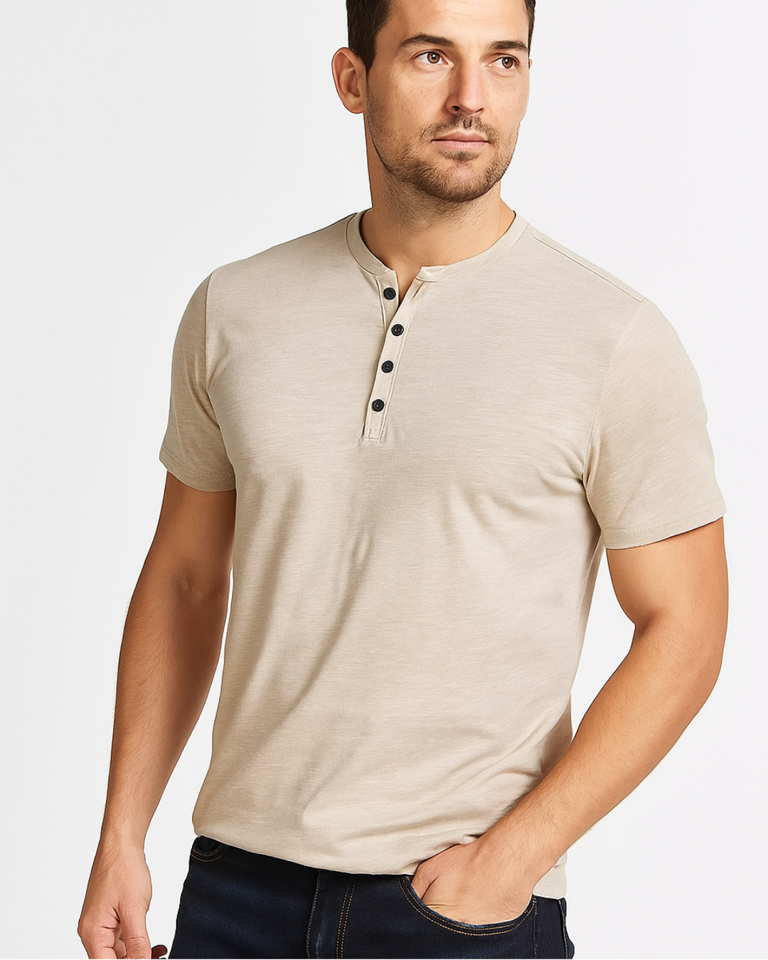 Casual Button Front Henley Tee Shirt