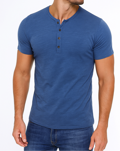 Casual Button Front Henley Tee Shirt