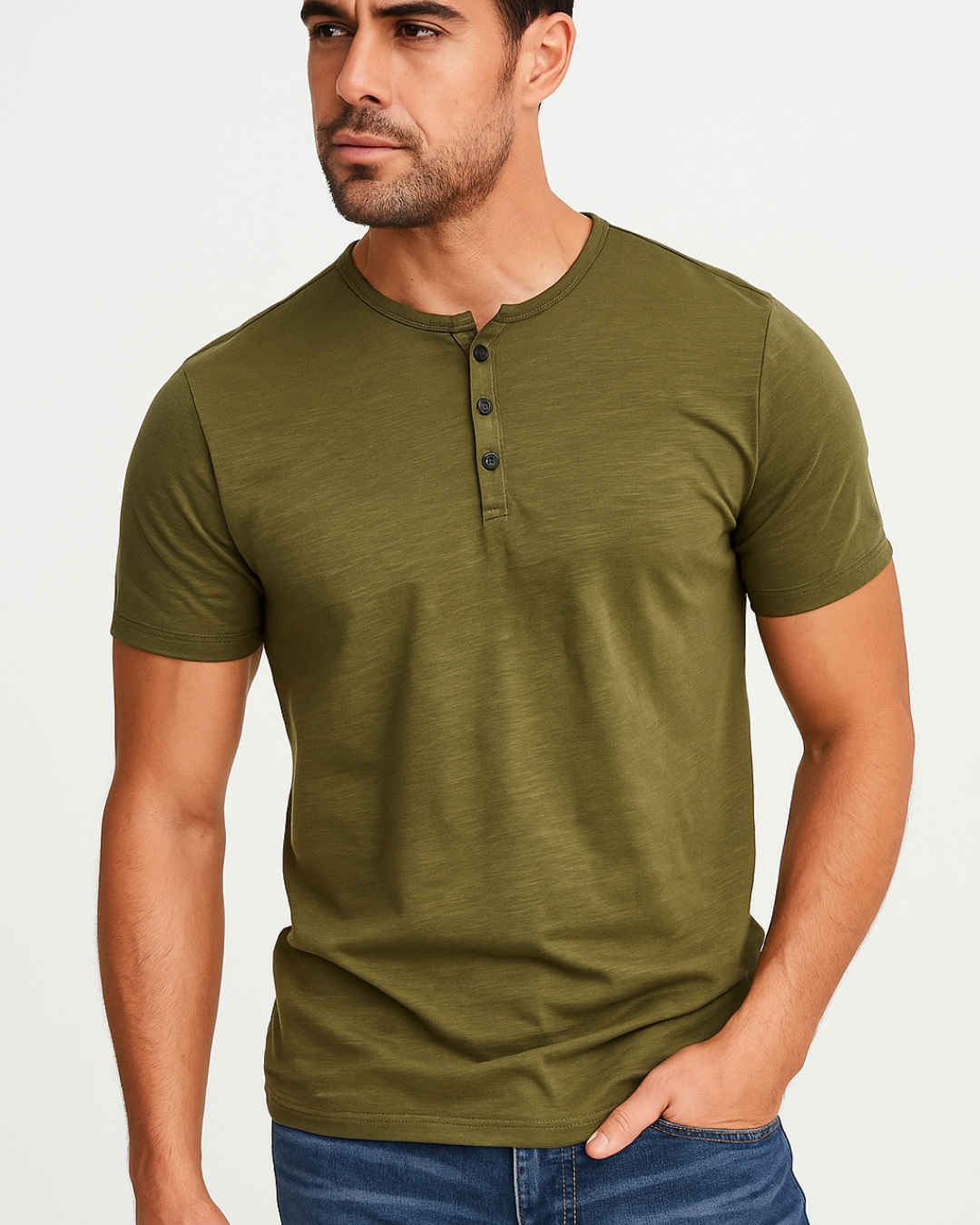 Casual Button Front Henley Tee Shirt