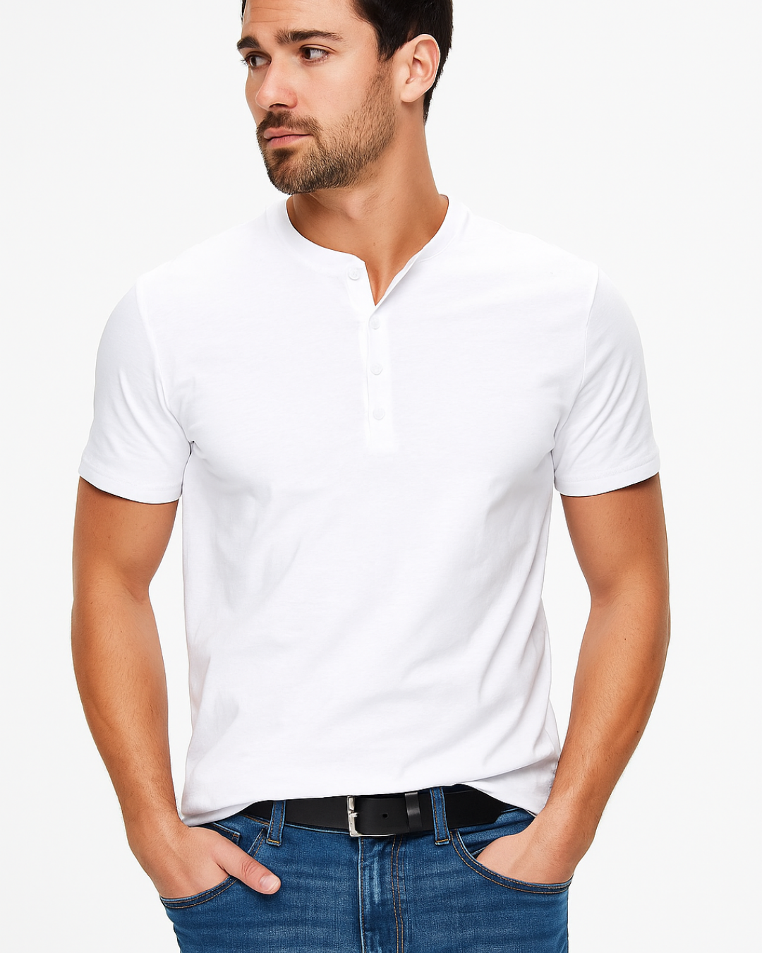 Casual Button Front Henley Tee Shirt