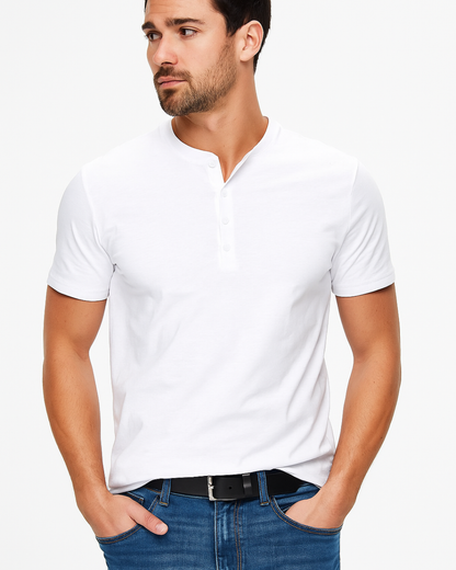 Casual Button Front Henley Tee Shirt