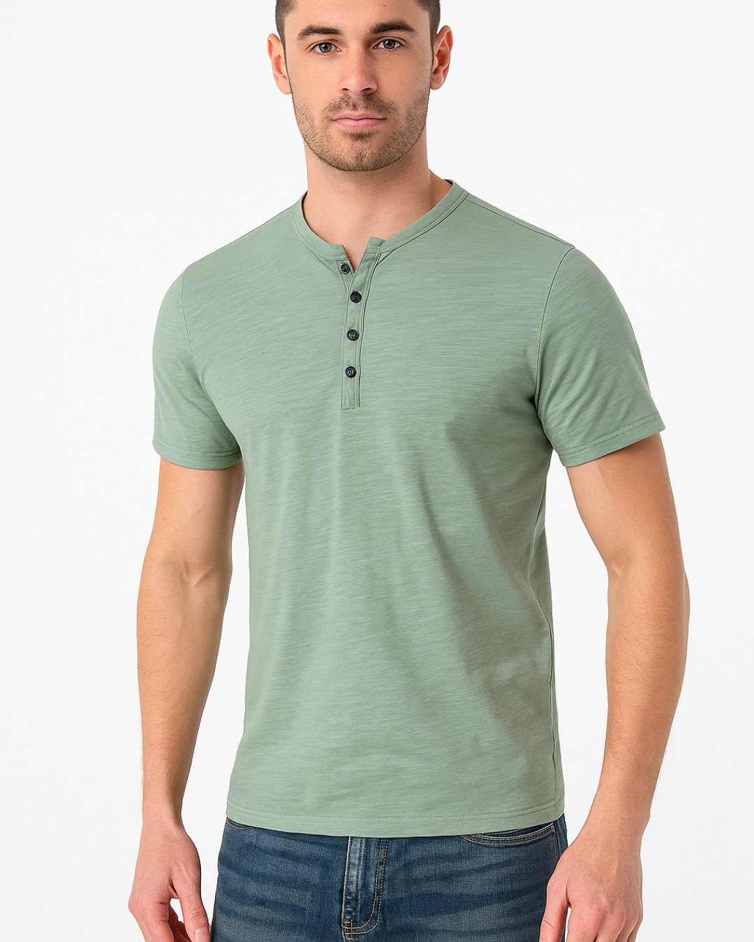 Casual Button Front Henley Tee Shirt