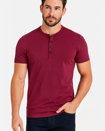 Casual Button Front Henley Tee Shirt