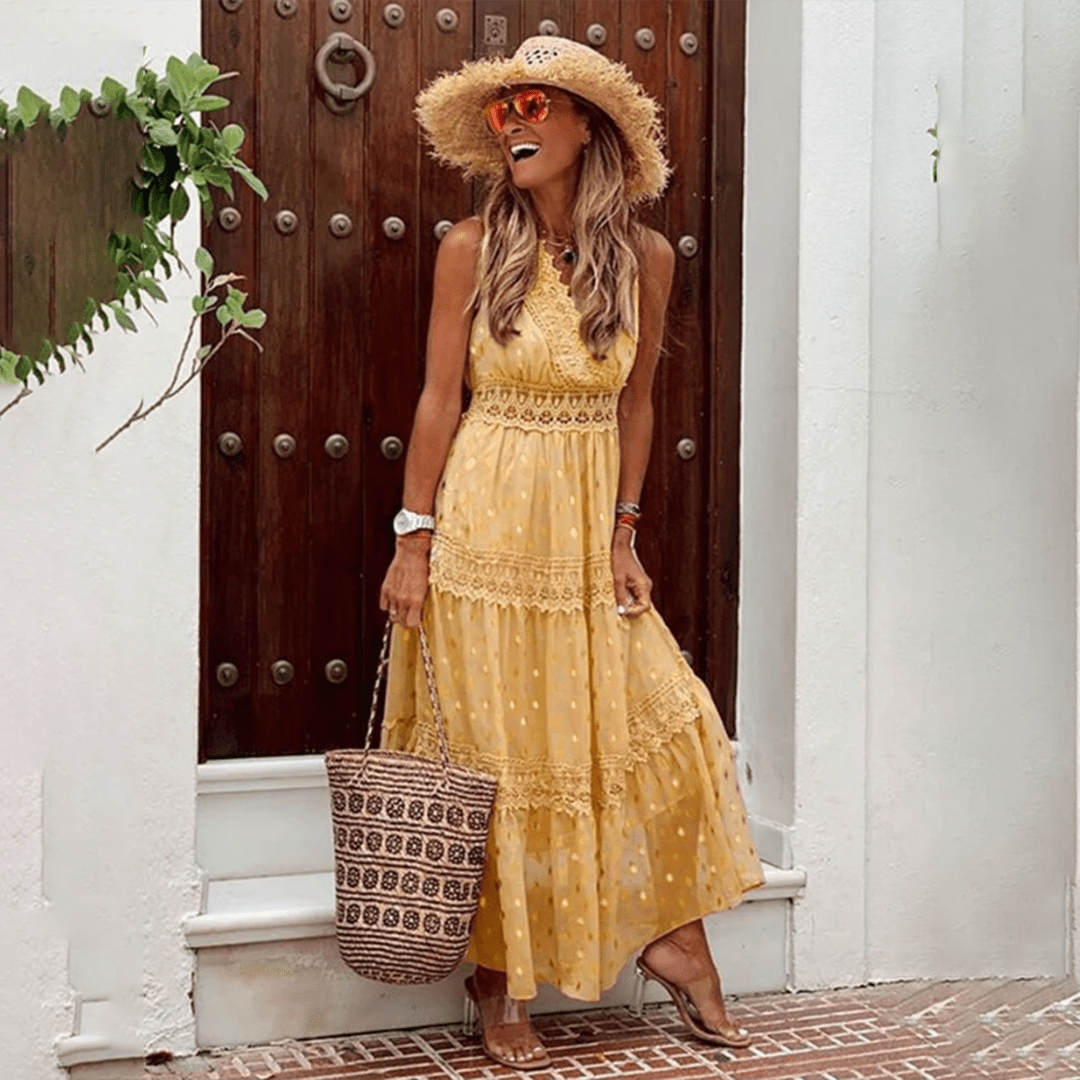 Elegant Boho Floor Length Women's Maxi Dress
