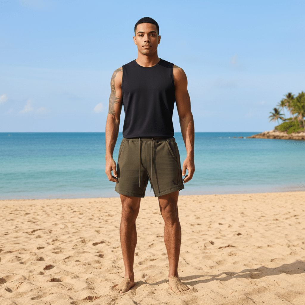Athletic Drawstring Running Shorts with Pocket