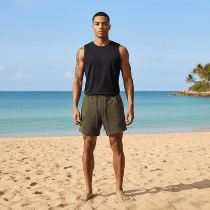 Athletic Drawstring Running Shorts with Pocket