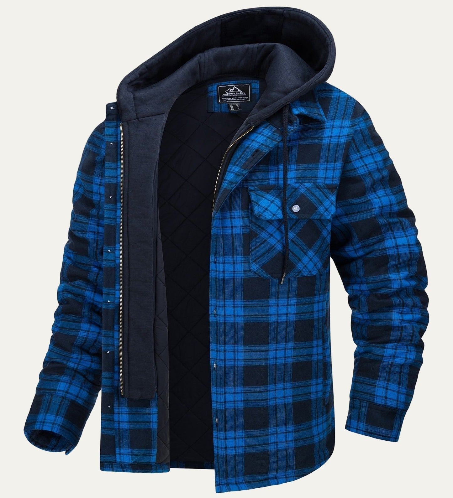 Warm Insulated Hooded Flannel Shirt Jacket
