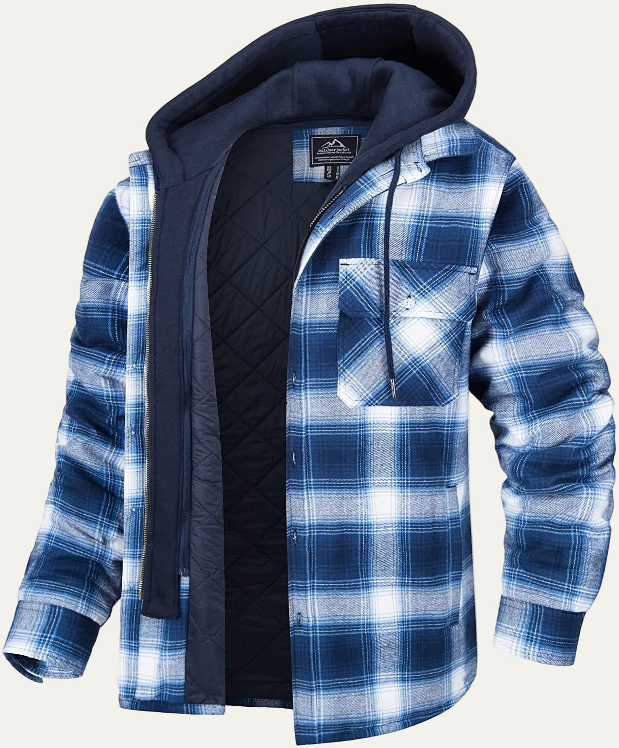 Warm Insulated Hooded Flannel Shirt Jacket