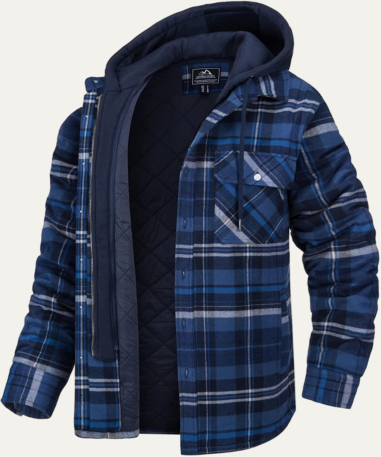 Warm Insulated Hooded Flannel Shirt Jacket