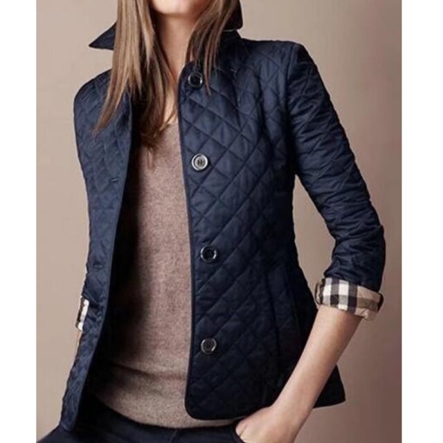 Classic Plaid Women's Coat with Notch Collar