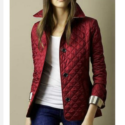 Classic Plaid Women's Coat with Notch Collar - OutfitLondon