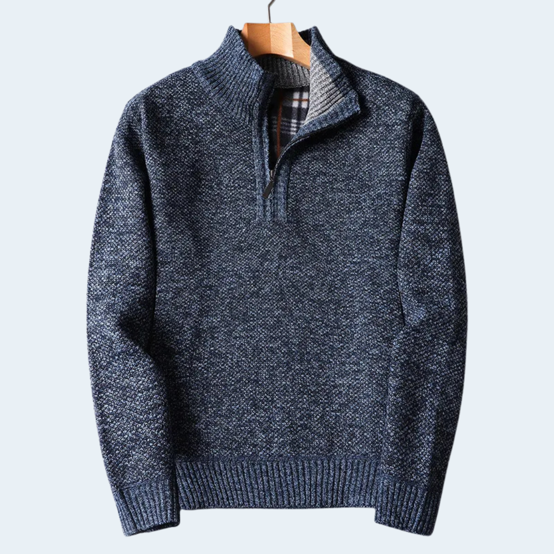 Warm Mens Quarter Zip Fleece Cardigan Sweater - OutfitLondon